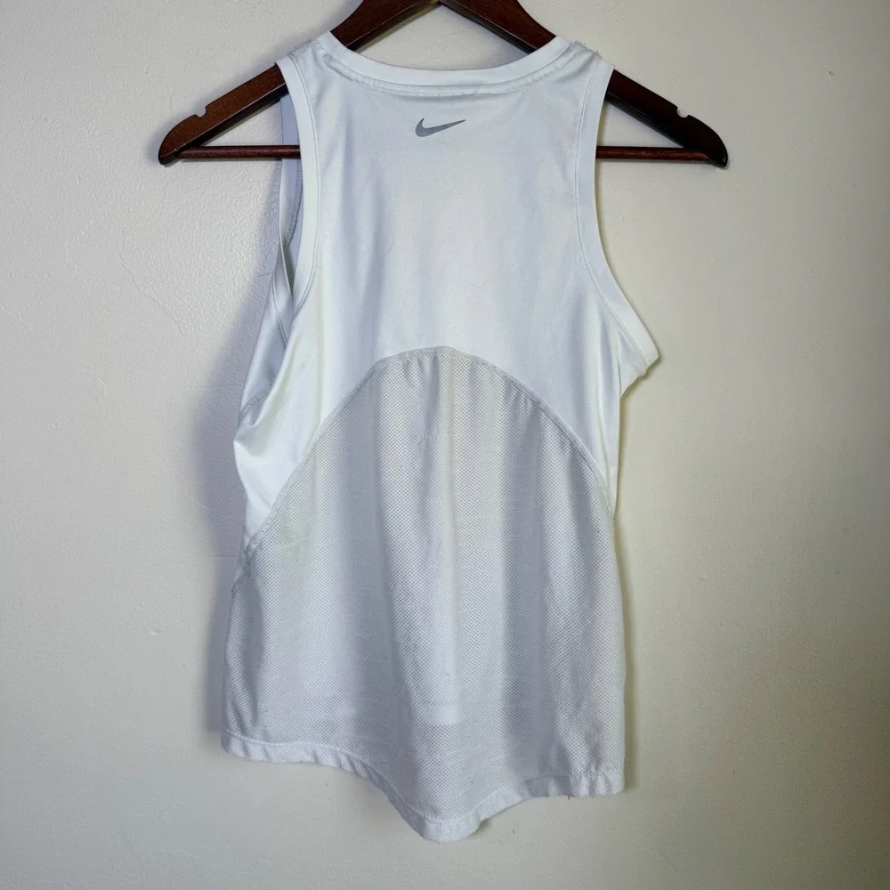 Nike‎ Running Dri-FIT Mesh Panel Racerback Tank Top Size XS White